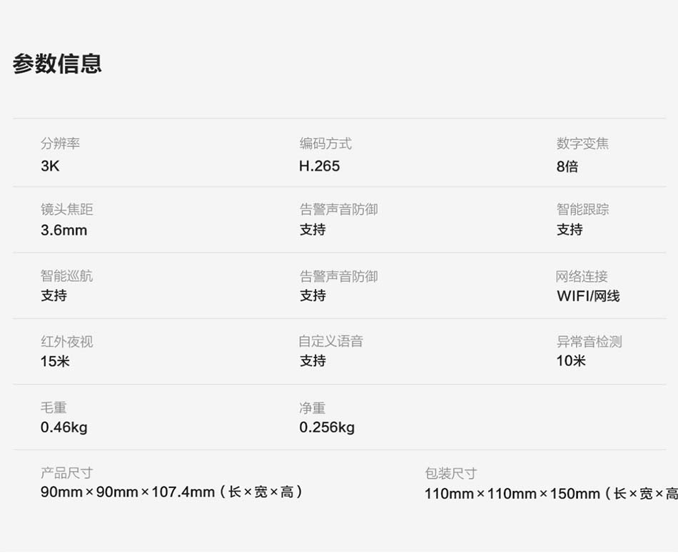 imou參數(shù)信息